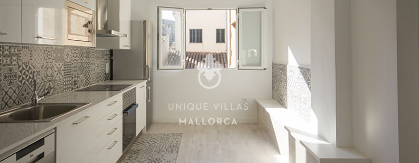 uniquevillasmallorca reformed flat for sale in Palma center kitchen